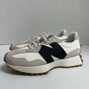 New Balance 327 Moonbeam Black WS327GD Size 7 Women White Suede Runner Gum Sole